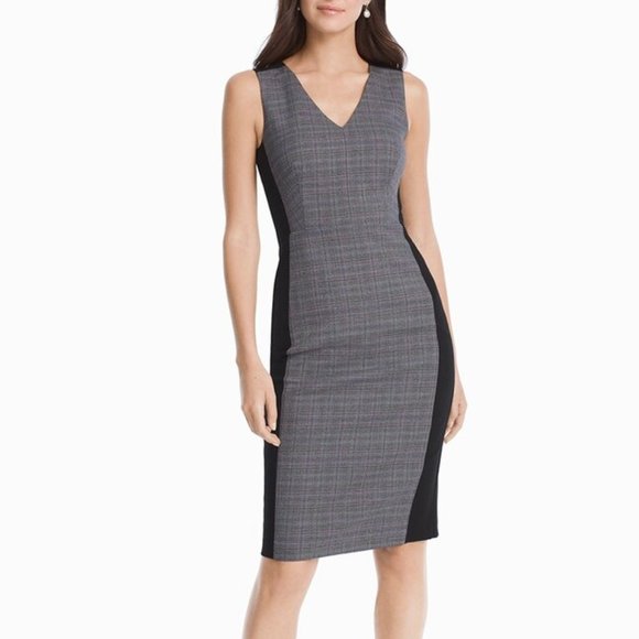 White House Black Market Dresses & Skirts - WHBM Body Perfecting Colorblock Plaid Sheath Dress